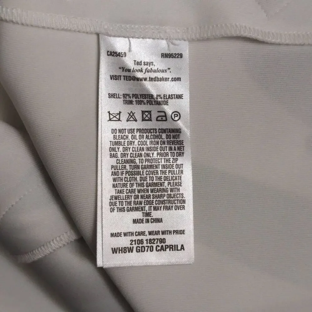 TED BAKER Caprila Bloom Scalloped Dress White Pink Blue Floral A Line Shift 4 (U - Picture 7 of 10